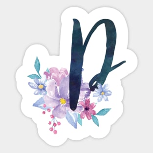 Floral Monogram P Pretty Lilac Bouquet Sticker